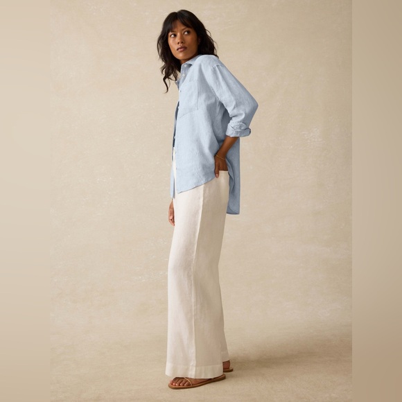 THE WHITE COMPANY 100% Linen Sky Blue Button Down Shirt Top Blouse - Picture 5 of 10